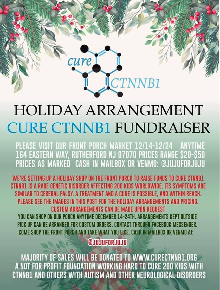 Holiday arrangement fundraiser for CTNNB1 research